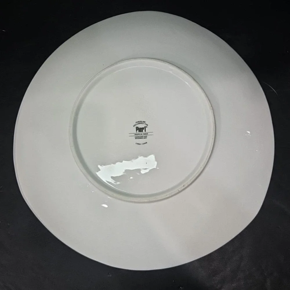 Pier 1 Imports Tropical Wave Serving Platter, Vintage Footed Dish, Centerpiece‎